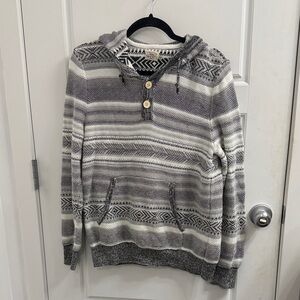 Faherty Size Medium Black and‎ White Striped Pullover Sweater